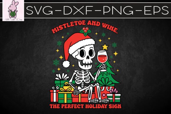 Christmas Skeleton Holiday Mistletoe SVG