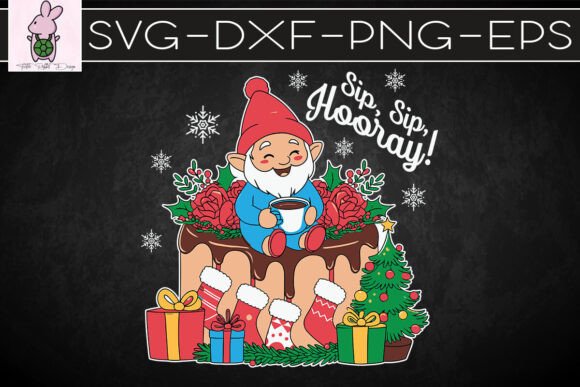Gnome Drinking Coffee Sip Sip Hooray SVG