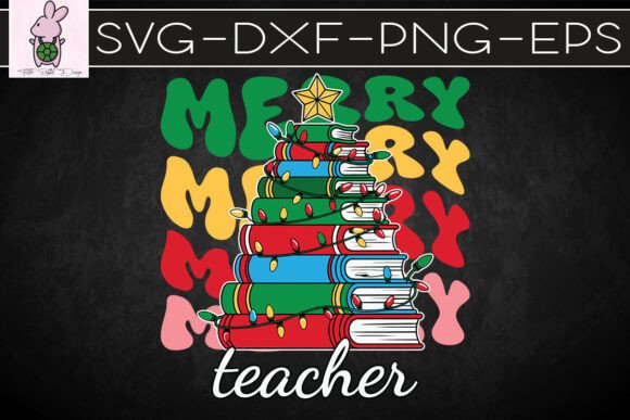 Merry Teacher Christmas Books SVG