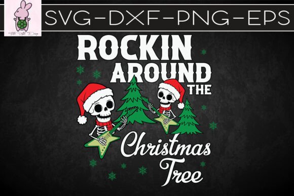Skull Christmas Rock and Roll SVG